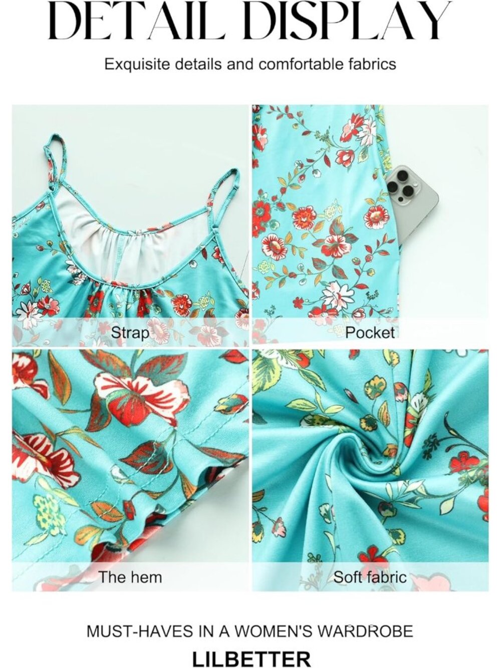 Women Red Flower Casual Sleeveless Imported Spaghetti Strap Boho Wide Leg Romper - Picture 7 of 7
